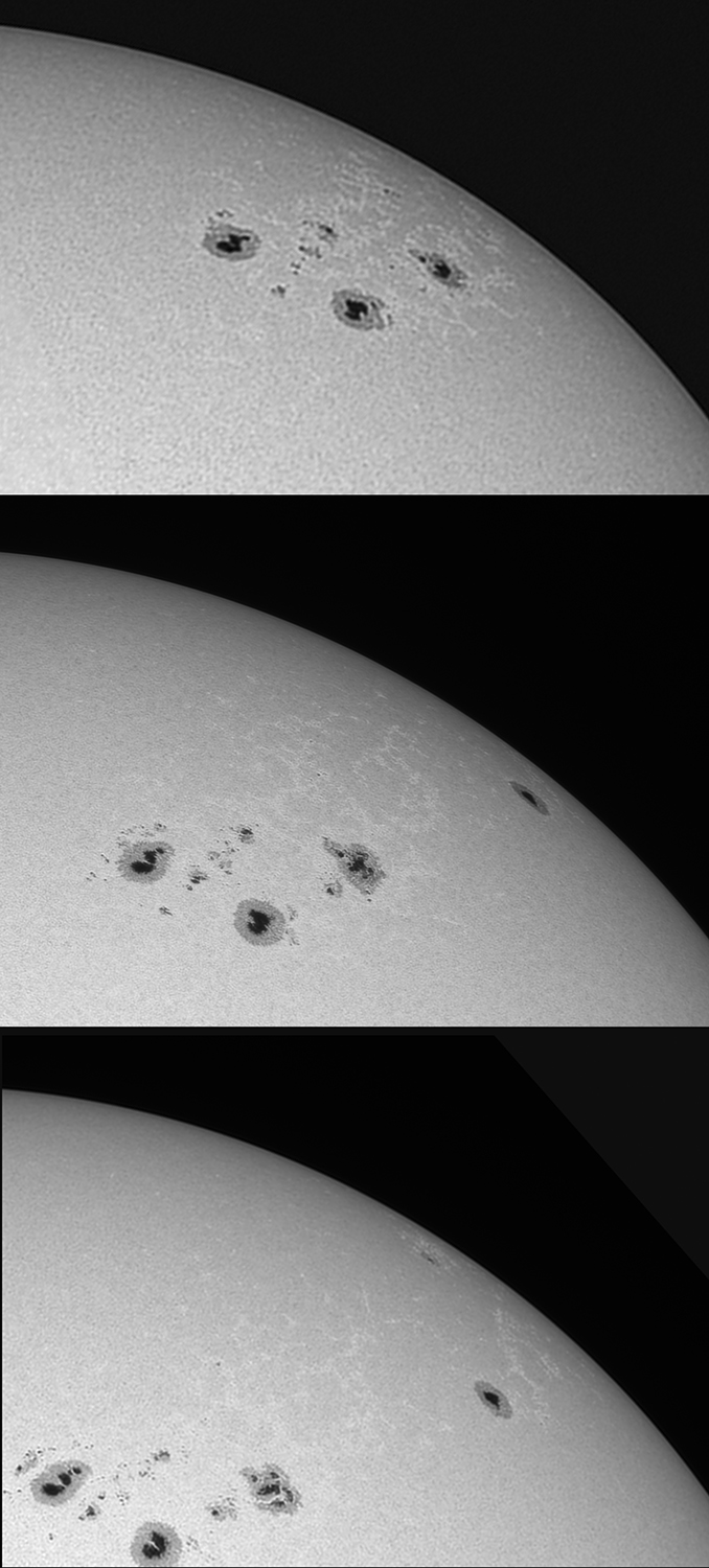 Sonne am 18.4.2022 bis 20.4.2022 im Weißlicht 