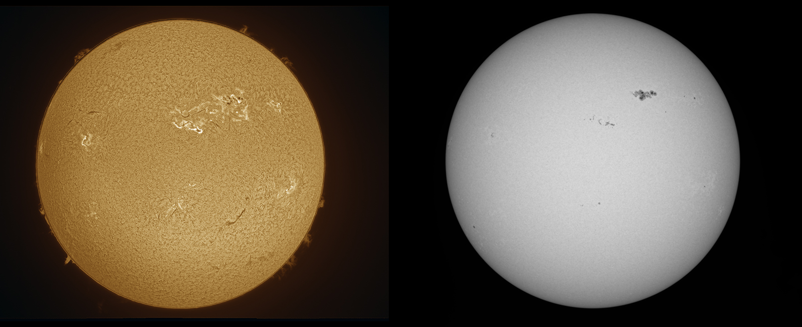 Sonne Gesamt 22.5.2022 Halpha+ Weißlicht 