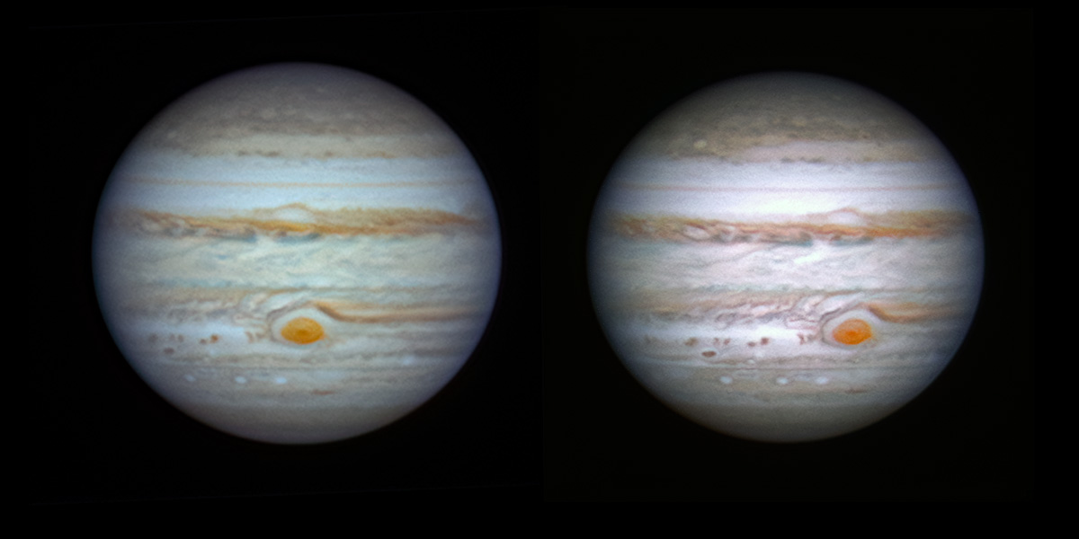Jupiter 4.10.2022 Vergleich Farbe vs RBG mit SW-Chip 