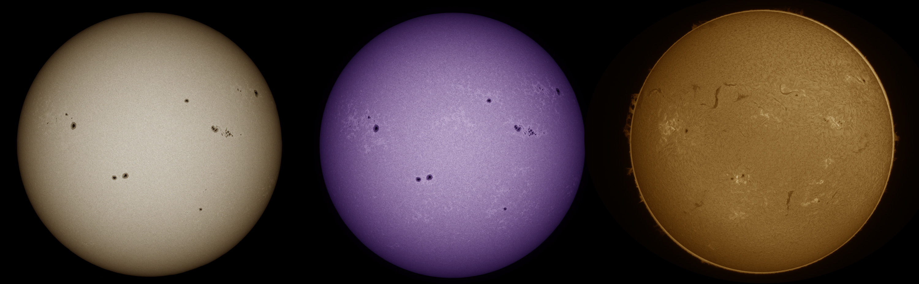 Sonne-Übersicht - WL - Kalzium K - Halpha  am 22.7.2023 