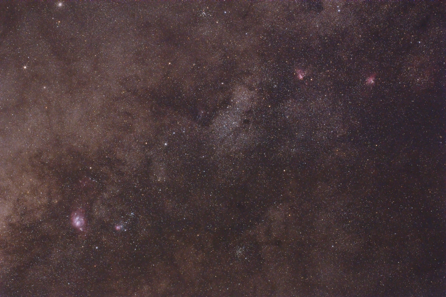 Widefield Sagitarius: M8, 16, 17, 18, 20, 21, 22, 23, 24, 25, 28 M 8, M 20, M 16