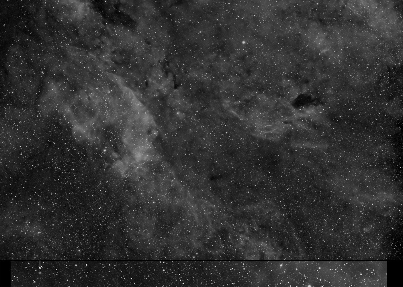 Gasnebel zwischen NGC7000 und NGC6888 mit Abell 69 Abell 69, NGC 7000, NGC 6888