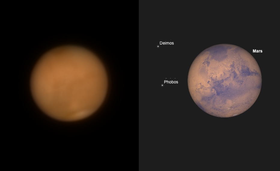 Mars am Ende der Mondfinsternis 27.8.2018 